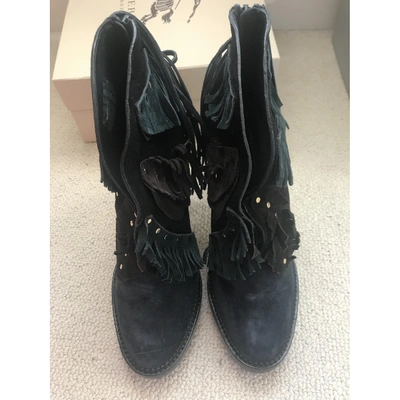 Pre-owned Burberry N Navy Suede Ankle Boots