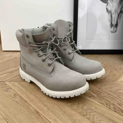 Pre-owned Timberland Grey Leather Ankle Boots