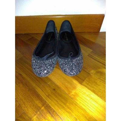Pre-owned Saint Laurent Glitter Ballet Flats In Anthracite