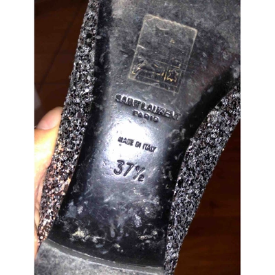 Pre-owned Saint Laurent Glitter Ballet Flats In Anthracite