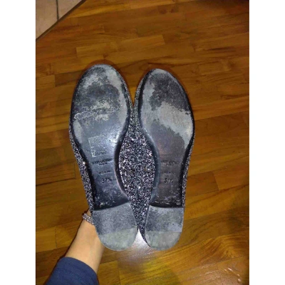 Pre-owned Saint Laurent Glitter Ballet Flats In Anthracite