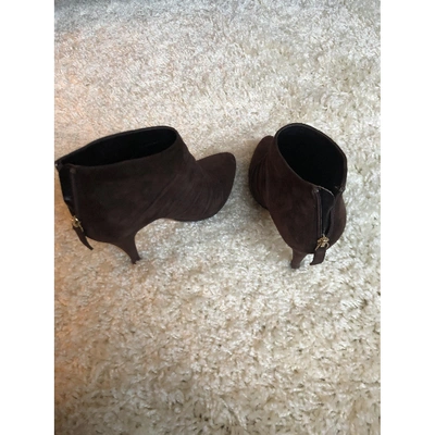Pre-owned Moschino Brown Suede Ankle Boots