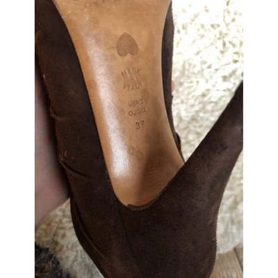 Pre-owned Moschino Brown Suede Ankle Boots