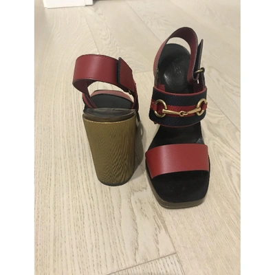 Pre-owned Gucci Cloth Sandals In Burgundy