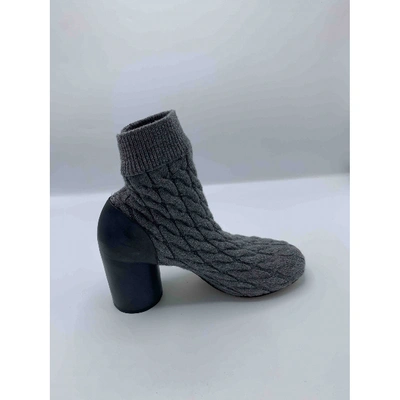 Pre-owned Maison Margiela Cloth Ankle Boots In Grey