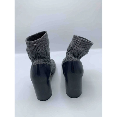 Pre-owned Maison Margiela Cloth Ankle Boots In Grey
