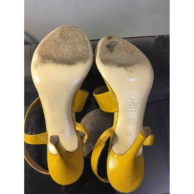Pre-owned Atelier Mercadal Patent Leather Sandals In Yellow