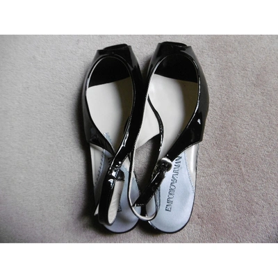 Pre-owned Emporio Armani Patent Leather Sandals In Black