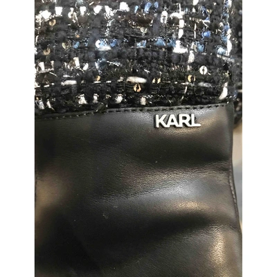 Pre-owned Karl Leather Biker Boots In Black