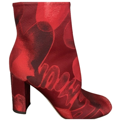 Pre-owned Valentino Garavani Red Cloth Ankle Boots