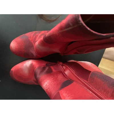 Pre-owned Valentino Garavani Red Cloth Ankle Boots