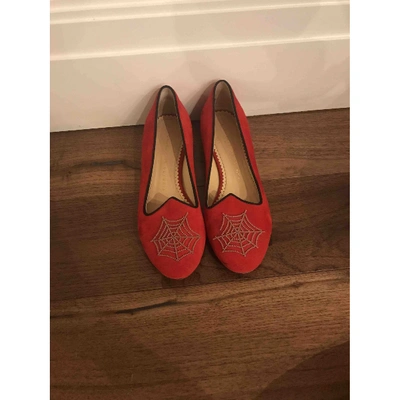 Pre-owned Charlotte Olympia Flats In Red