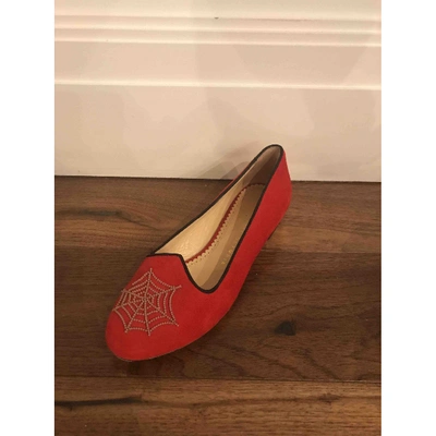 Pre-owned Charlotte Olympia Flats In Red