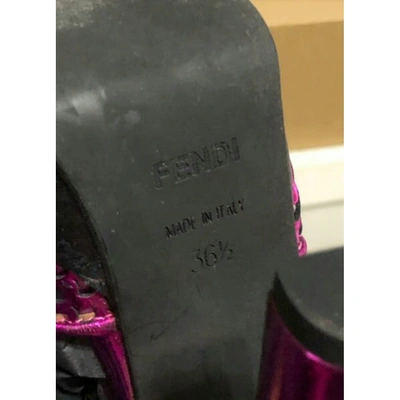 Pre-owned Fendi Leather Sandals In Metallic