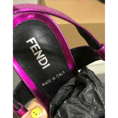 Pre-owned Fendi Leather Sandals In Metallic