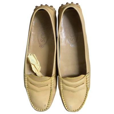 Pre-owned Tod's Gommino Leather Flats In Beige