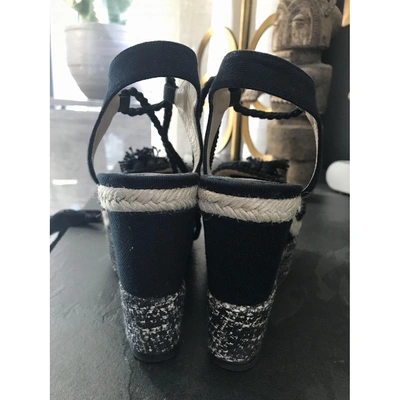 Pre-owned Paul Andrew Cloth Sandals In Black
