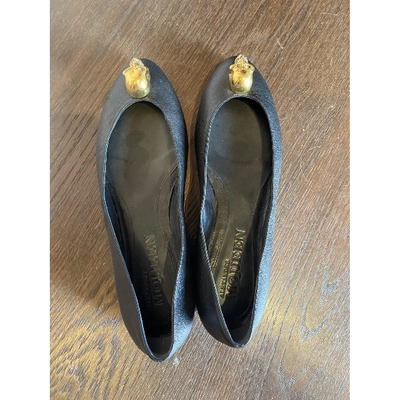 Pre-owned Alexander Mcqueen Leather Ballet Flats In Black