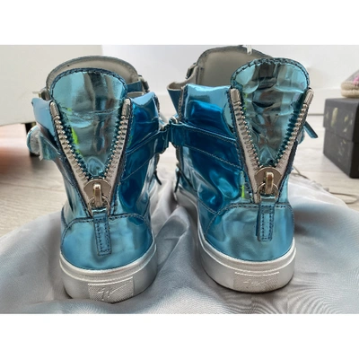 Pre-owned Giuseppe Zanotti Donna Patent Leather Trainers In Blue