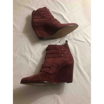Pre-owned Tabitha Simmons Ankle Boots In Burgundy