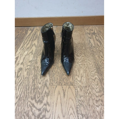 Pre-owned Versace Leather Ankle Boots In Black