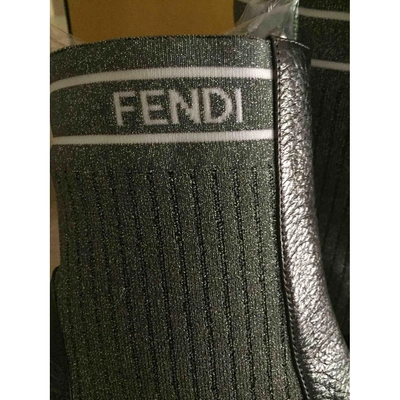 Pre-owned Fendi Leather Ankle Boots In Grey