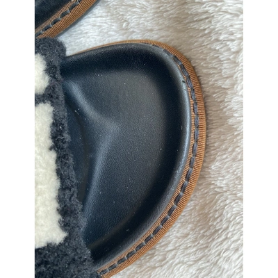 Pre-owned Fendi Black Shearling Sandals