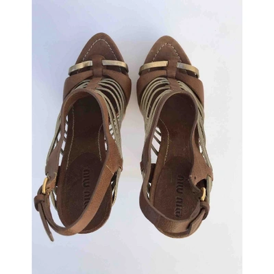 Pre-owned Miu Miu Brown Leather Sandals