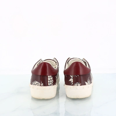 Pre-owned Valentino Garavani Open Leather Trainers In Burgundy