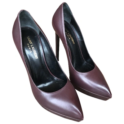 Pre-owned Saint Laurent Janis Burgundy Leather Heels