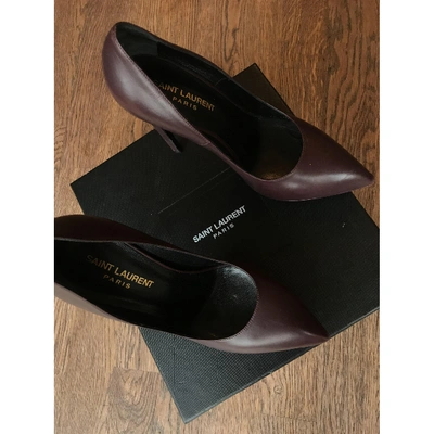 Pre-owned Saint Laurent Janis Burgundy Leather Heels