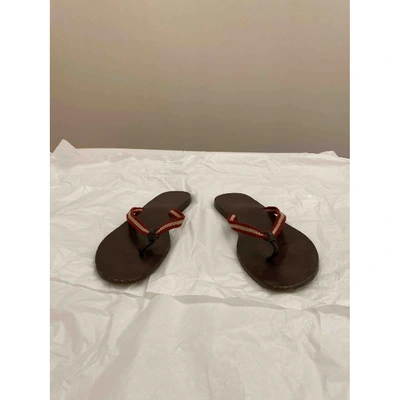 Pre-owned Bally Cloth Flip Flops In Red