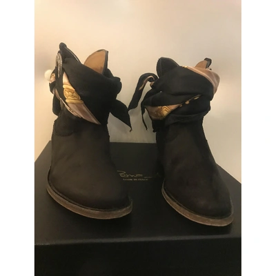 Pre-owned Via Roma Xv Western Boots In Black