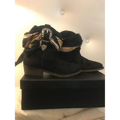 Pre-owned Via Roma Xv Western Boots In Black