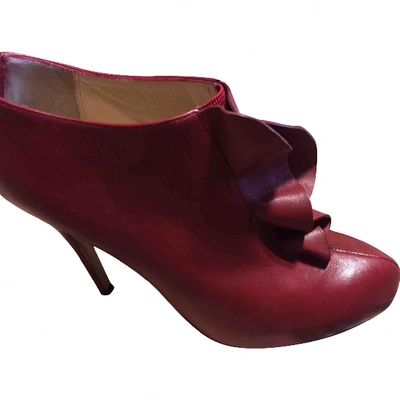 Pre-owned Valentino Garavani Leather Ankle Boots In Red