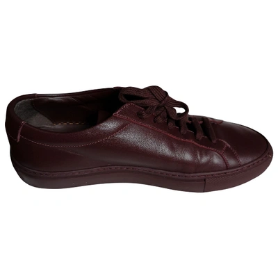 Pre-owned Common Projects Leather Trainers In Burgundy