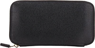 Valextra Zip-around Leather Wallet In Black