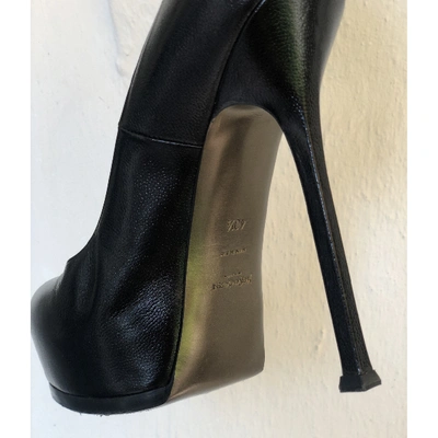 Pre-owned Saint Laurent Trib Too Leather Heels In Black