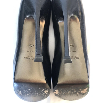 Pre-owned Saint Laurent Trib Too Leather Heels In Black