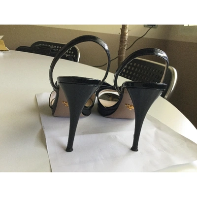 Pre-owned Prada Patent Leather Sandals In Black