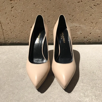 Pre-owned Saint Laurent Janis Leather Heels In Beige