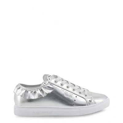 Pre-owned Trussardi Leather Trainers In Silver