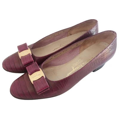 Pre-owned Ferragamo Pink Leather Ballet Flats
