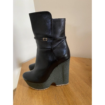 Pre-owned Lerre Leather Ankle Boots In Black