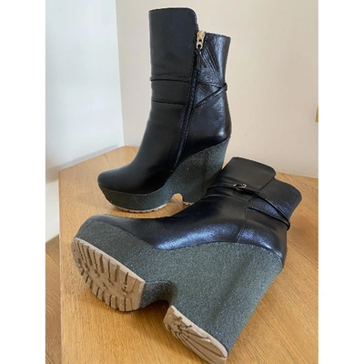 Pre-owned Lerre Leather Ankle Boots In Black