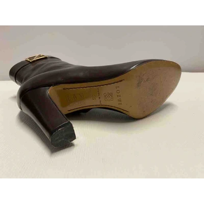 Pre-owned Loewe Leather Ankle Boots In Brown