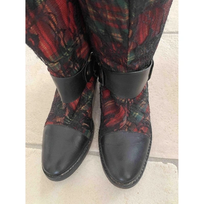 Pre-owned Kenzo Cloth Riding Boots In Red