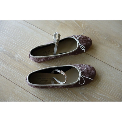 Pre-owned Anniel Pink Velvet Ballet Flats