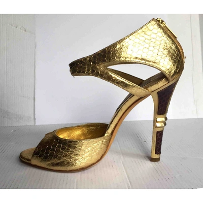 Pre-owned Jimmy Choo Gold Python Sandals