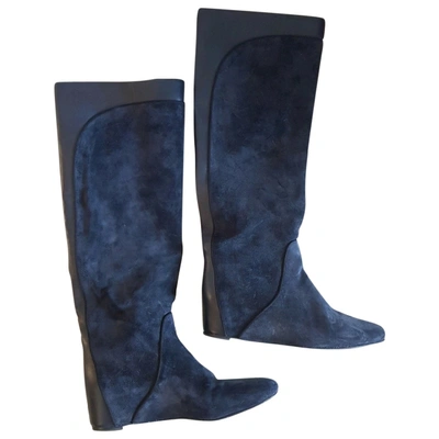 Pre-owned Lanvin Riding Boots In Blue